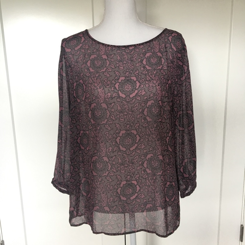 SALE LOFT Outlet | Purple and Gray Sheer Blouse M